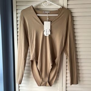 Zara XL tan top bodysuit